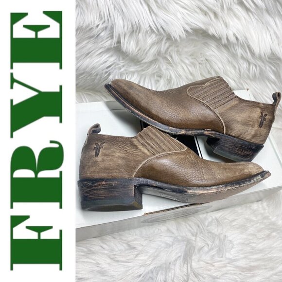 FRYE Billy Urban Cowboy Shootie Leather Slip On Charcoal Brown Gray, Size 6.5 - Picture 5 of 15